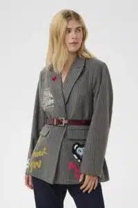 Kayla Blazer - Grey Pinstripe