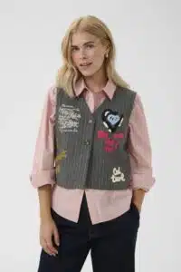 Kayla Waistcoat - Grey Pinstripe