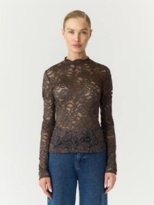 Lacey LS Lace Top - Chocolate Brown