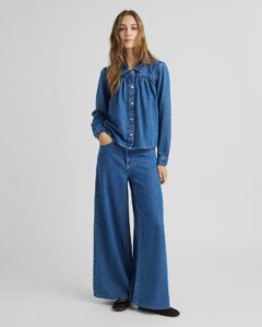 MSCH - Ago Rue Wide Pants Long - Mid Blue Wash