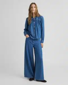 MSCH - Ago Rue Wide Pants Long - Mid Blue Wash