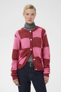 Nimba Kimmy Cardigan - Rio Red/Pink Check