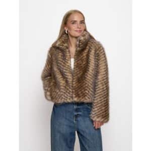 Peppercorn - Peggy Faux Fur jacket - Fossil Brown