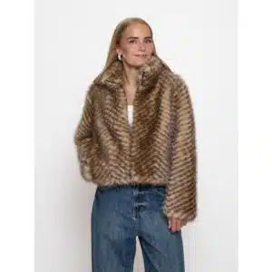 Peppercorn - Peggy Faux Fur jacket - Fossil Brown