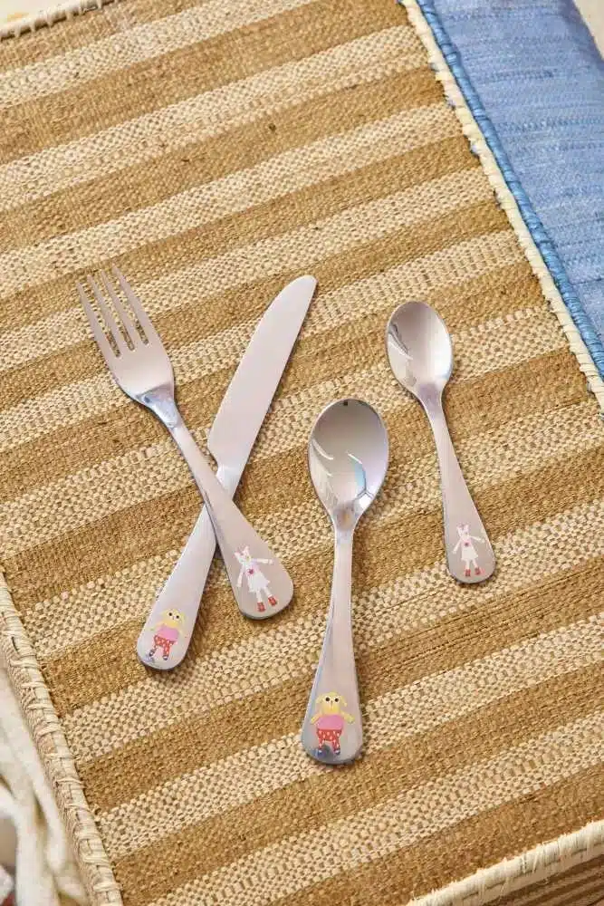Rice - Stainless steel kids cutlery set with Unicorn and Dog print