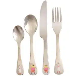 Rice - Stainless steel kids cutlery set with Unicorn and Dog print