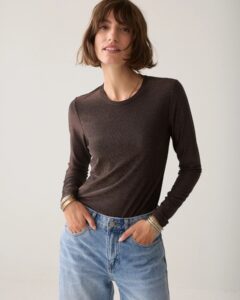 Summum - Basic tee Soft lurex jersey - Dark Chocolate