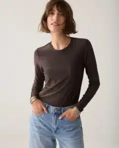 Summum - Basic tee Soft lurex jersey - Dark Chocolate