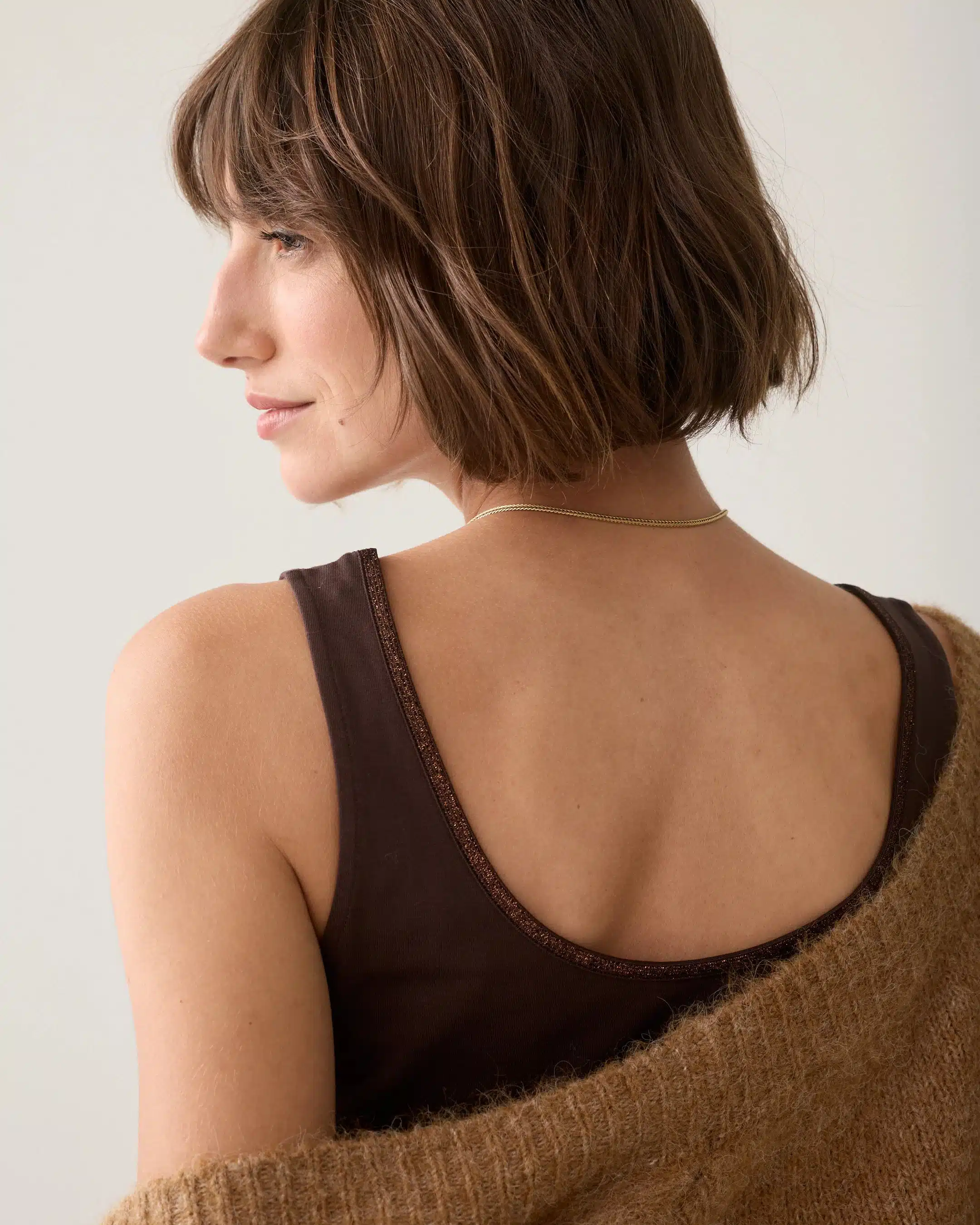 Summum - Reversible Top Organic cotton elastane basic - Dark Chocolate