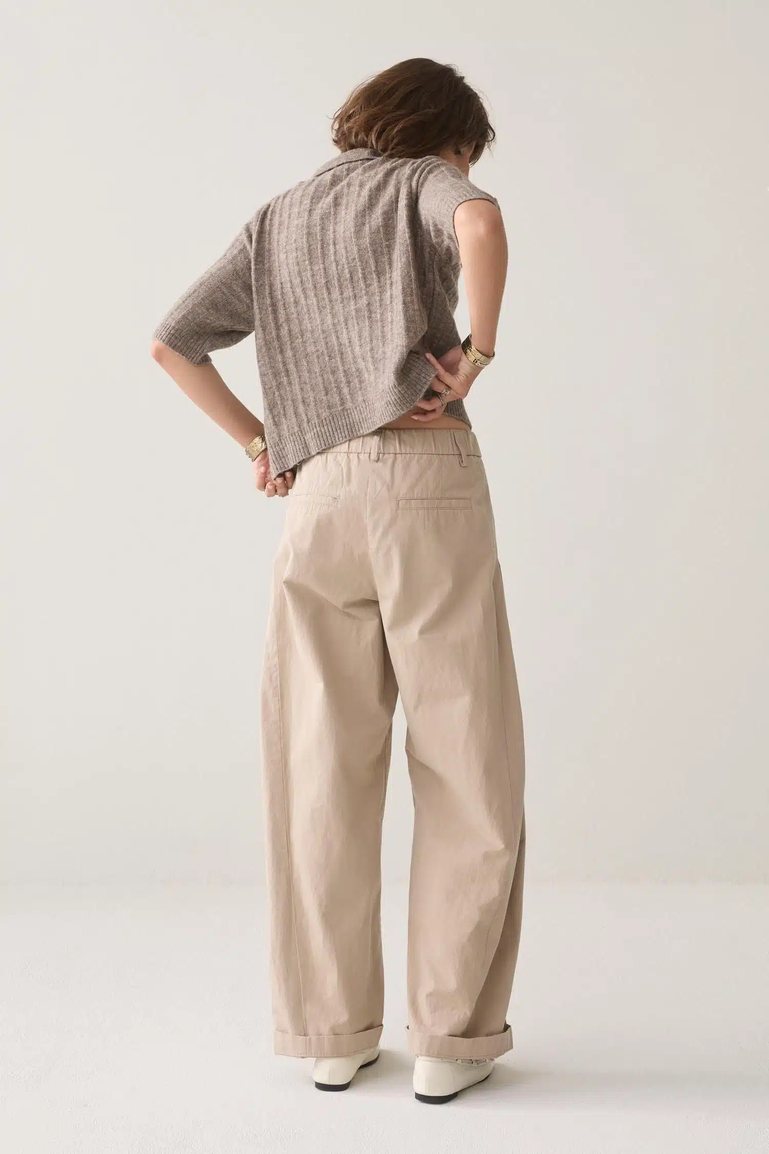 Summum - Trousers barrel fit Cotton - Taupe