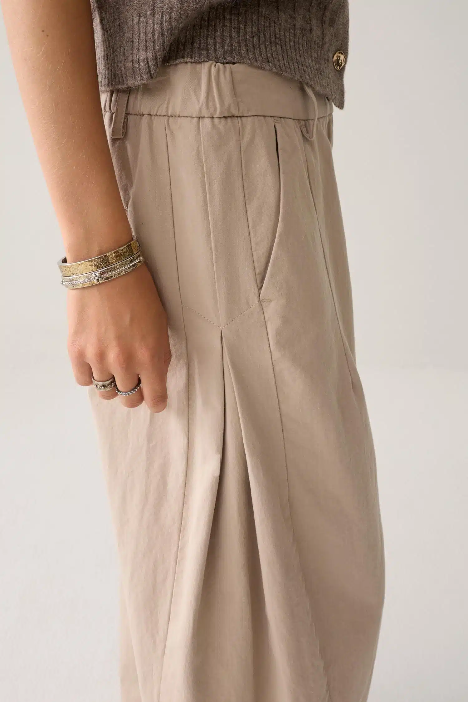 Summum - Trousers barrel fit Cotton - Taupe