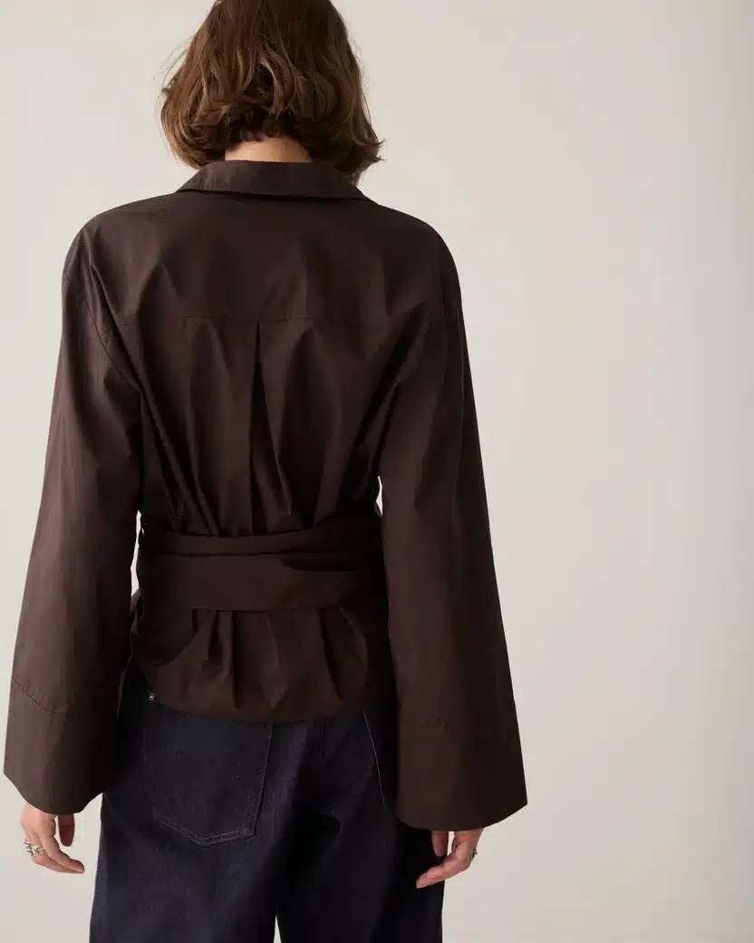 Summum - Wrap blouse Crispy poplin - Dark Chocolate