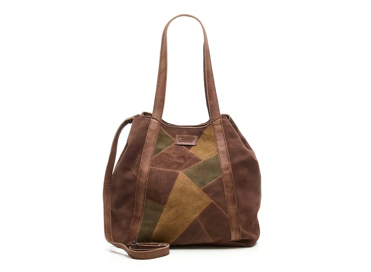 Chabo - Suede Patchwork Shopper- Brown/Olive