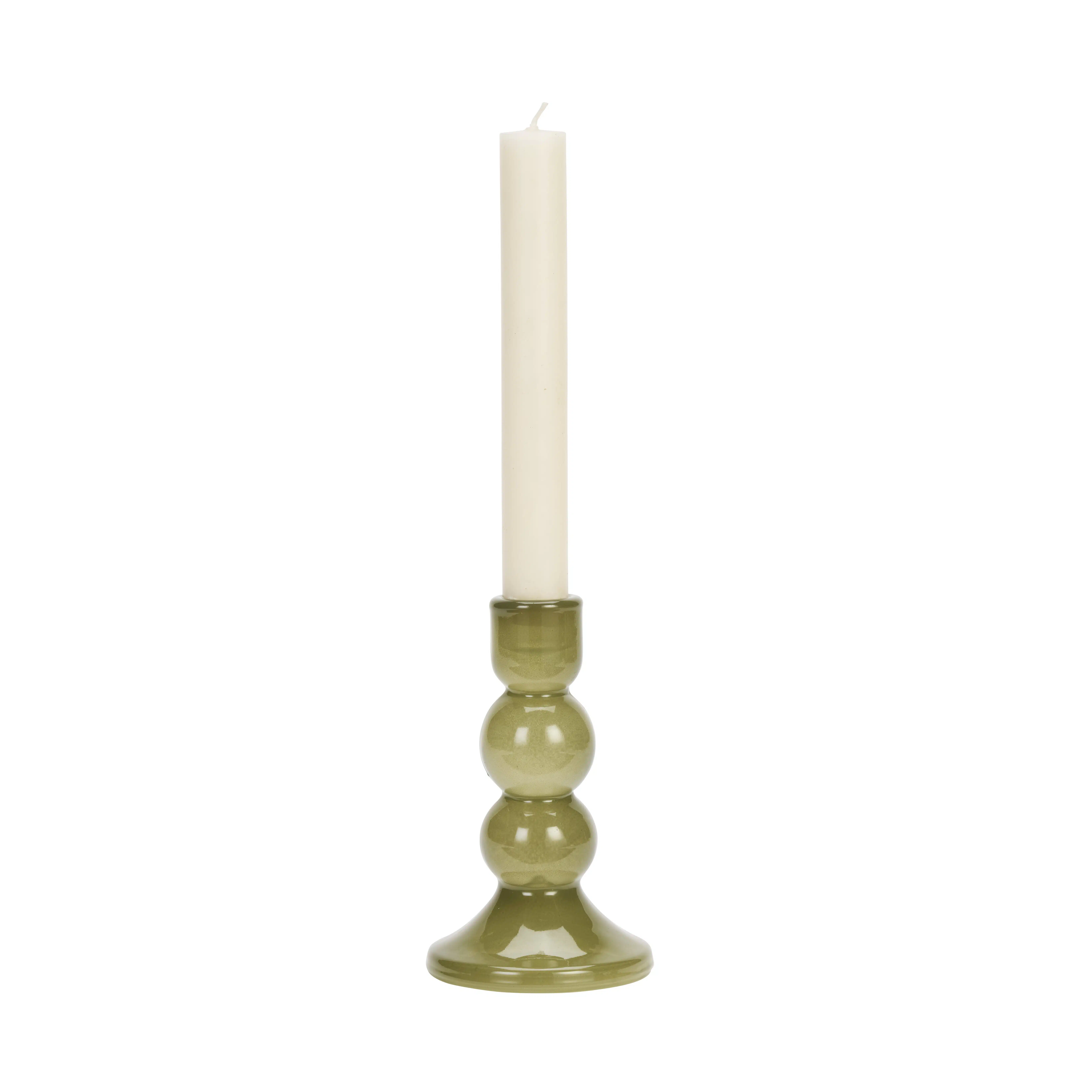 Madam Stoltz - Glass candle holder - Olive