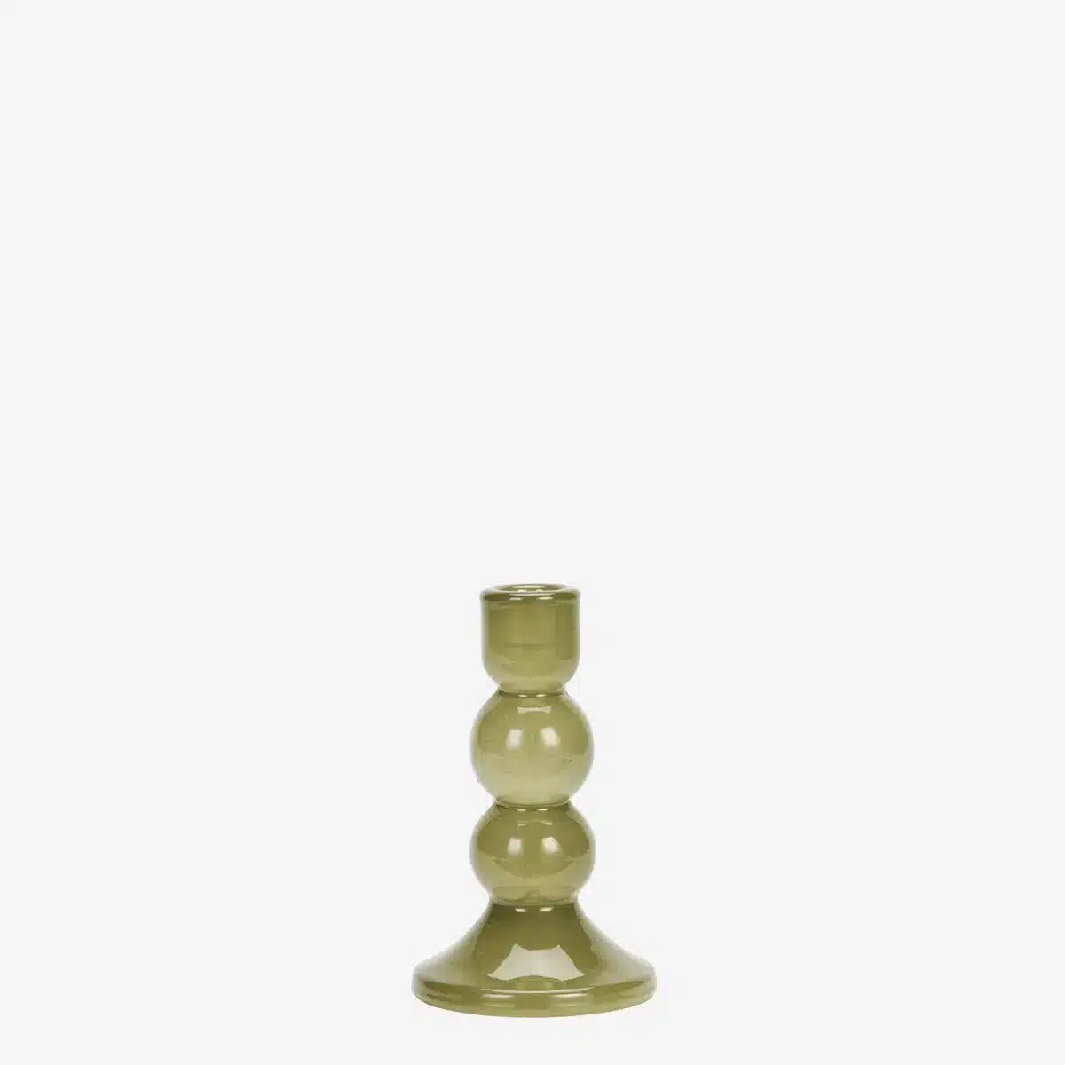 Madam Stoltz - Glass candle holder - Olive
