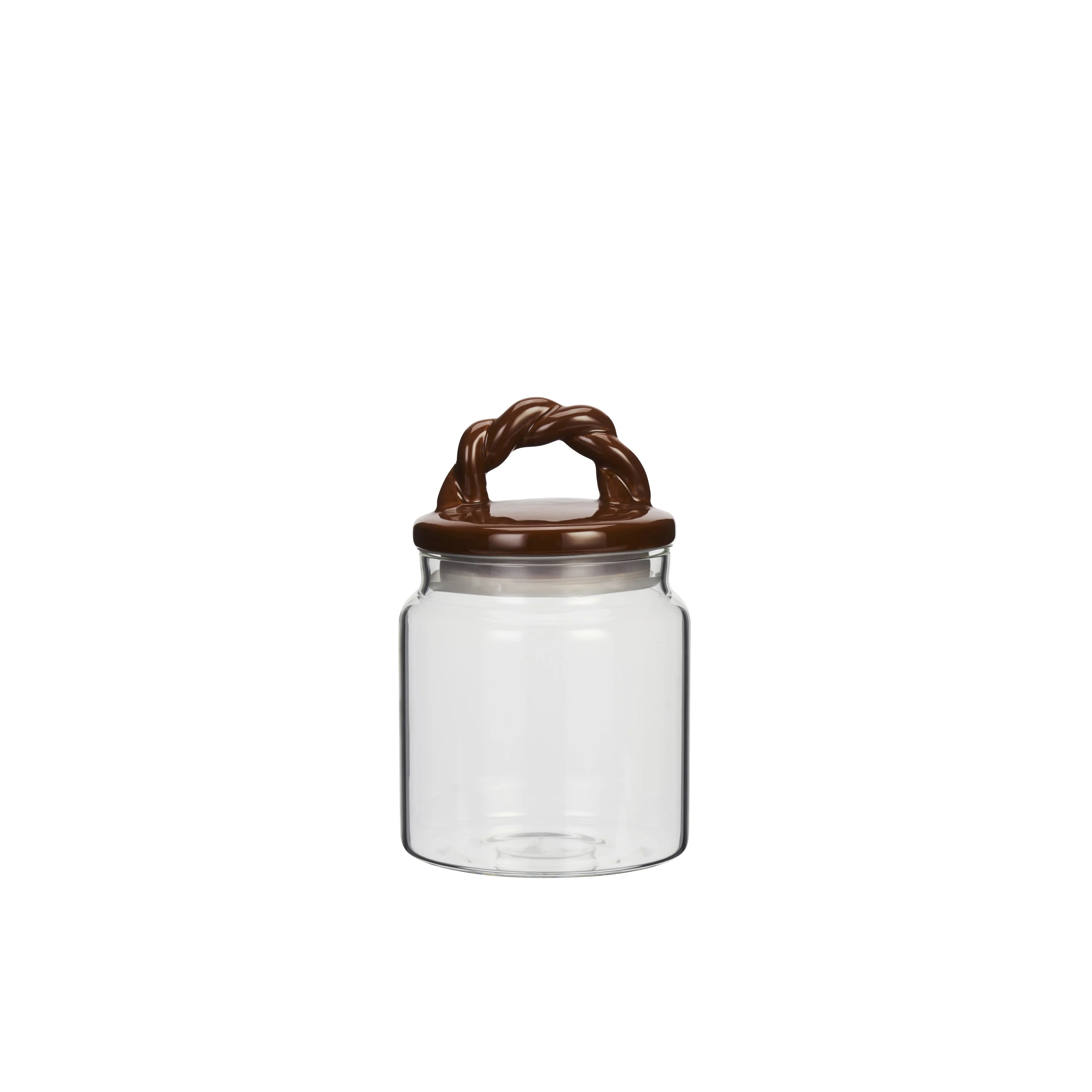 Madam Stoltz - Glass jar w/ ceramic lid - Brown