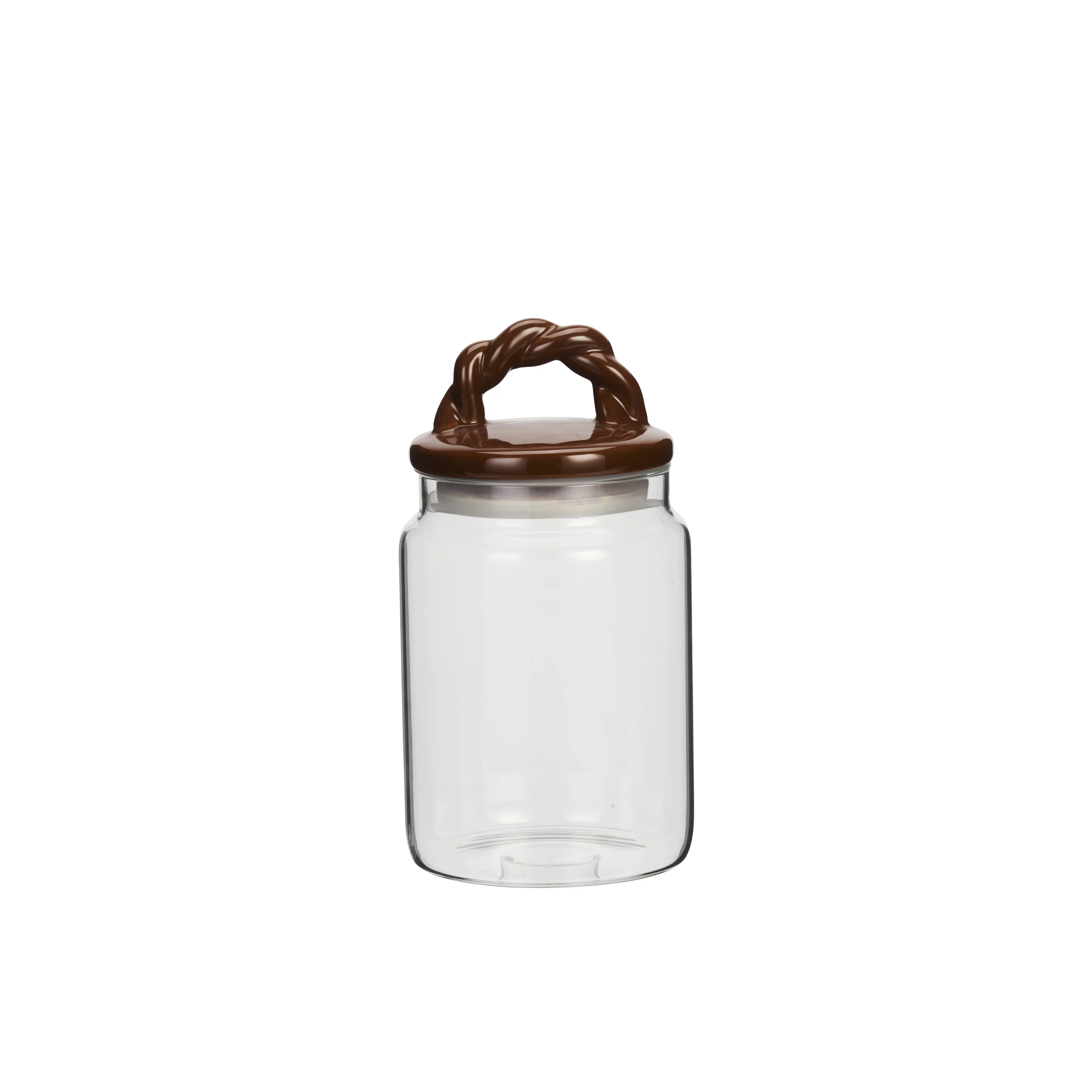 Madam Stoltz - Glass jar w/ ceramic lid - Brown