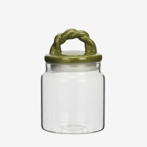 Madam Stoltz - Glass jar w/ ceramic lid - Green