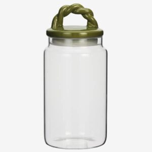 Madam Stoltz - Glass jar w/ ceramic lid - Green