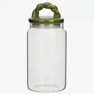 Madam Stoltz - Glass jar w/ ceramic lid - Green