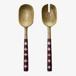 Madam Stoltz - Wooden salad set w/ bamboo - Purple
