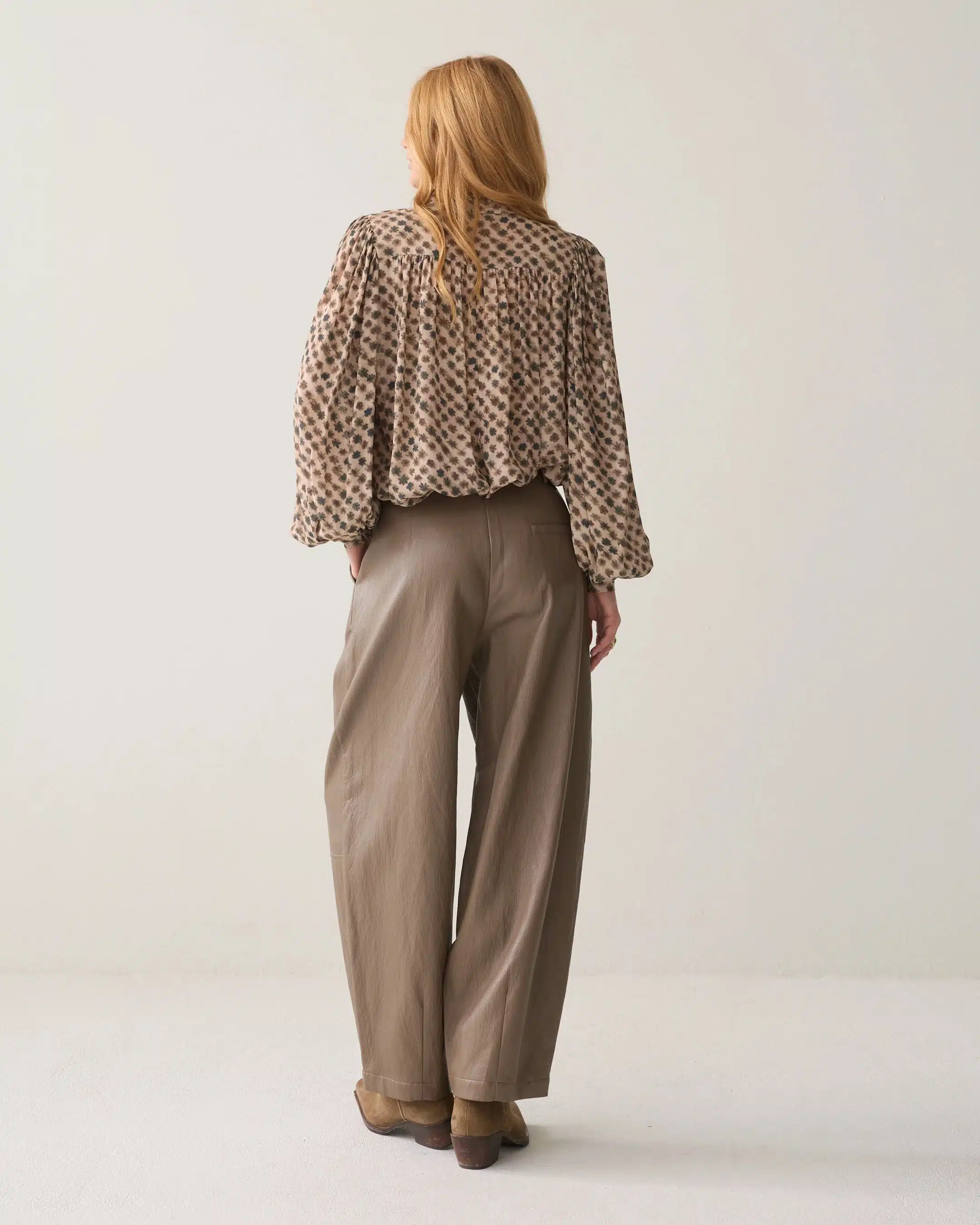 Summum Woman - Balloon trouser Soft faux leather - Light Taupe