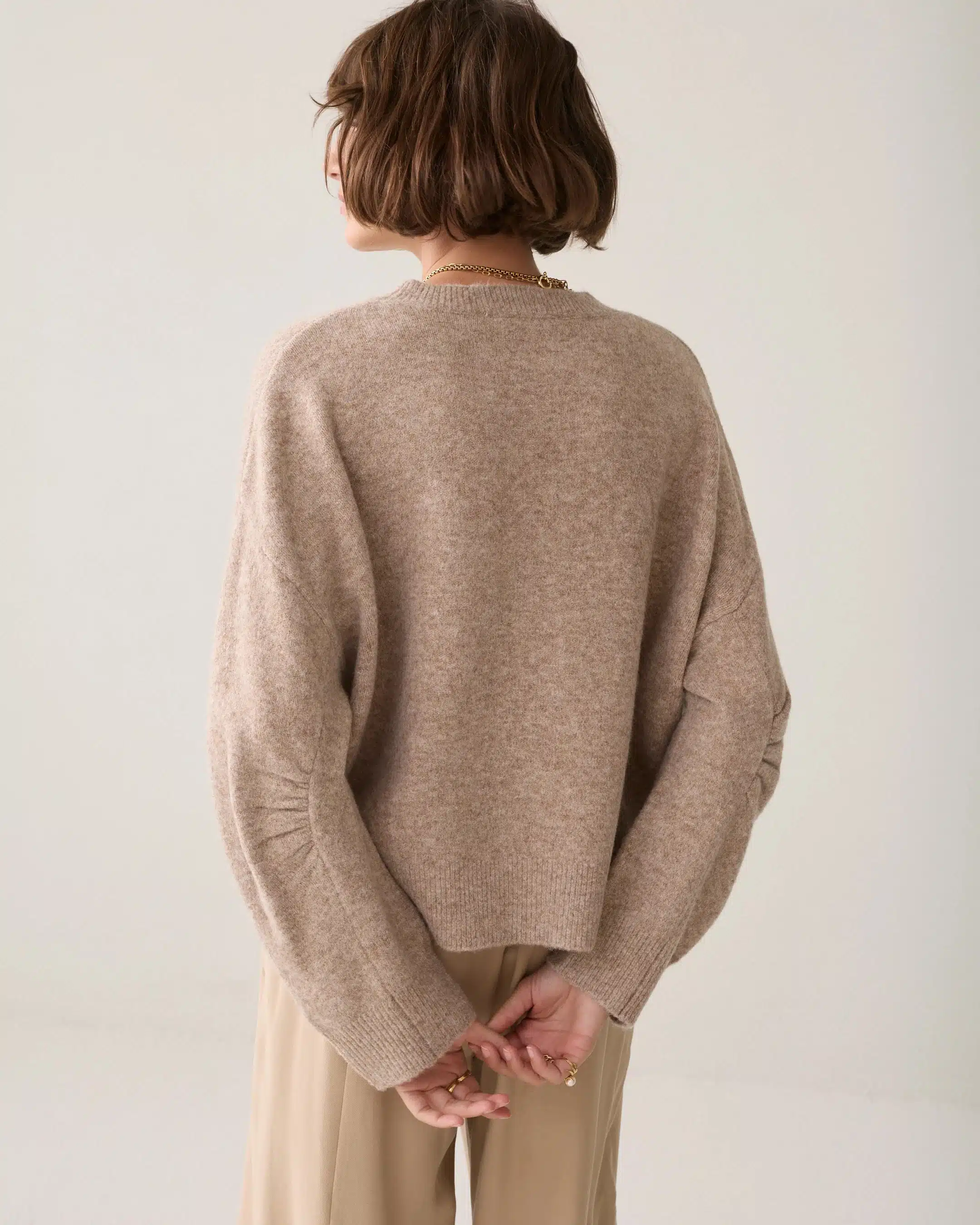 Summum Woman - Boxy sweater Wool elastane blend knit - Light Taupe
