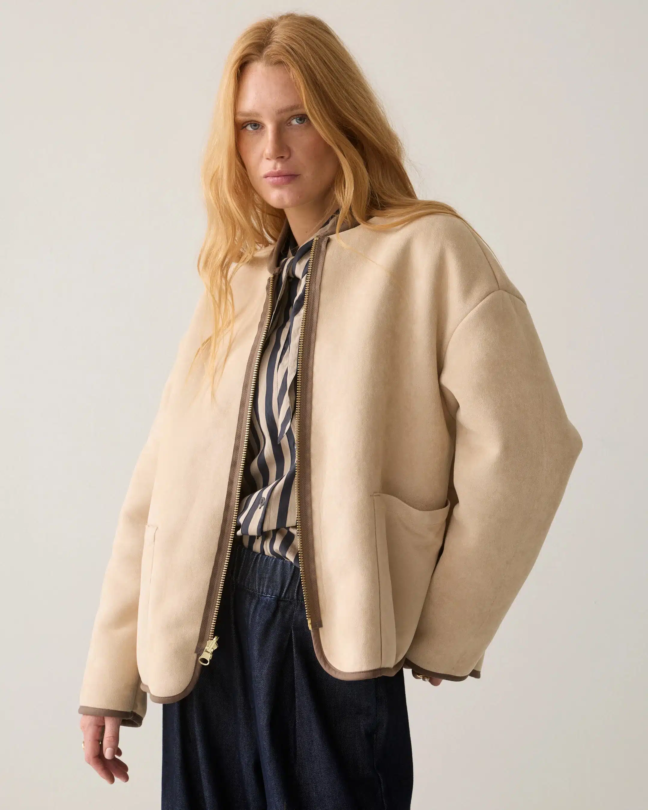 Summum Woman - Jacket Bonded teddy - Light Taupe