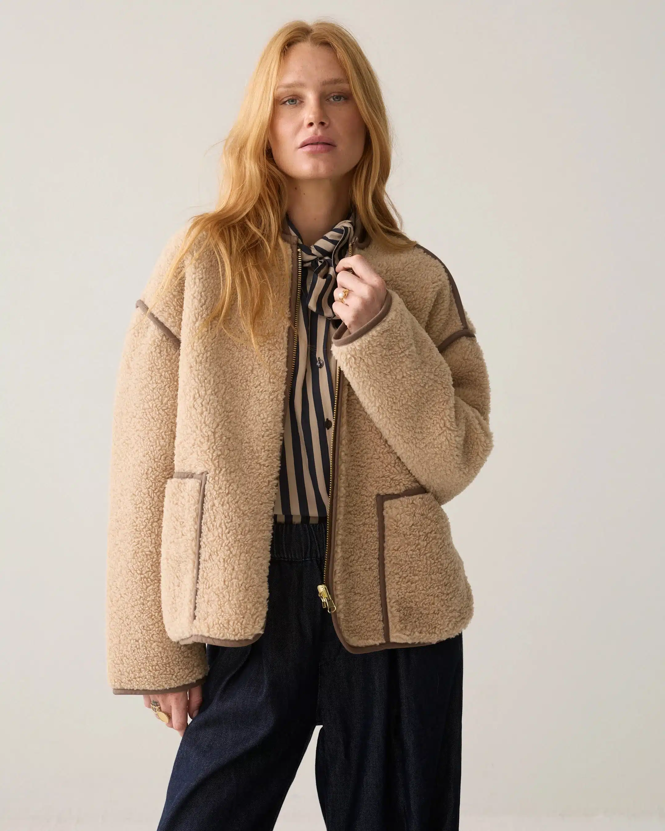 Summum Woman - Jacket Bonded teddy - Light Taupe