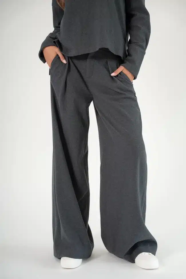 Corel - Ella pants wide Milano Brush Flannel - Anthra Melange