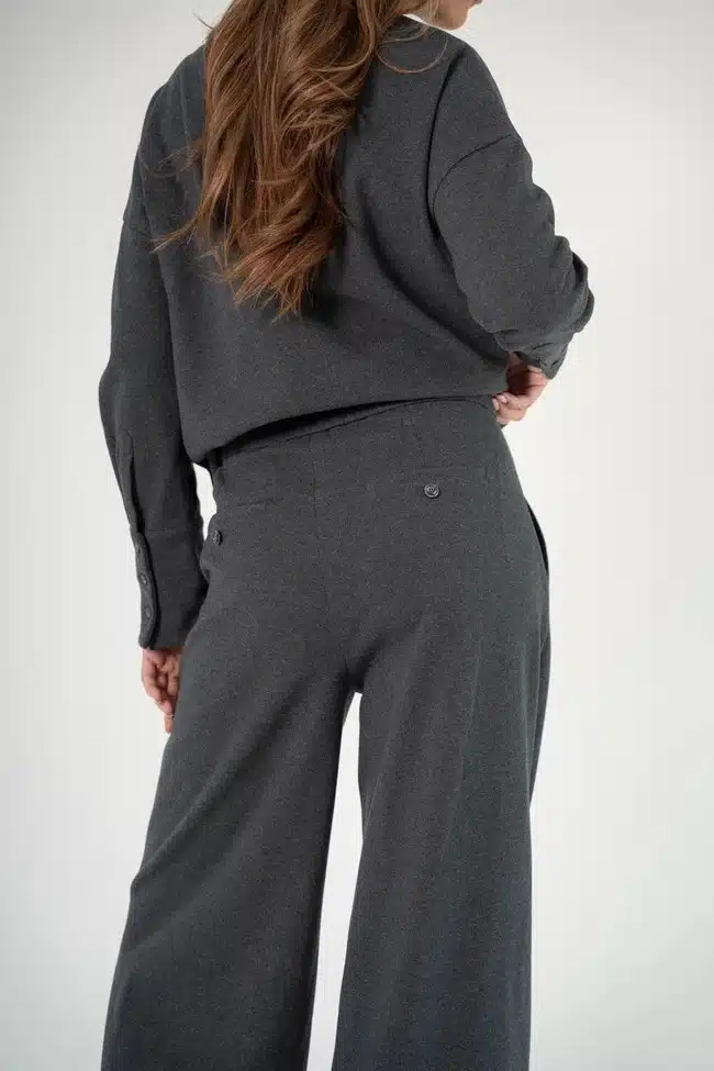Corel - Ella pants wide Milano Brush Flannel - Anthra Melange
