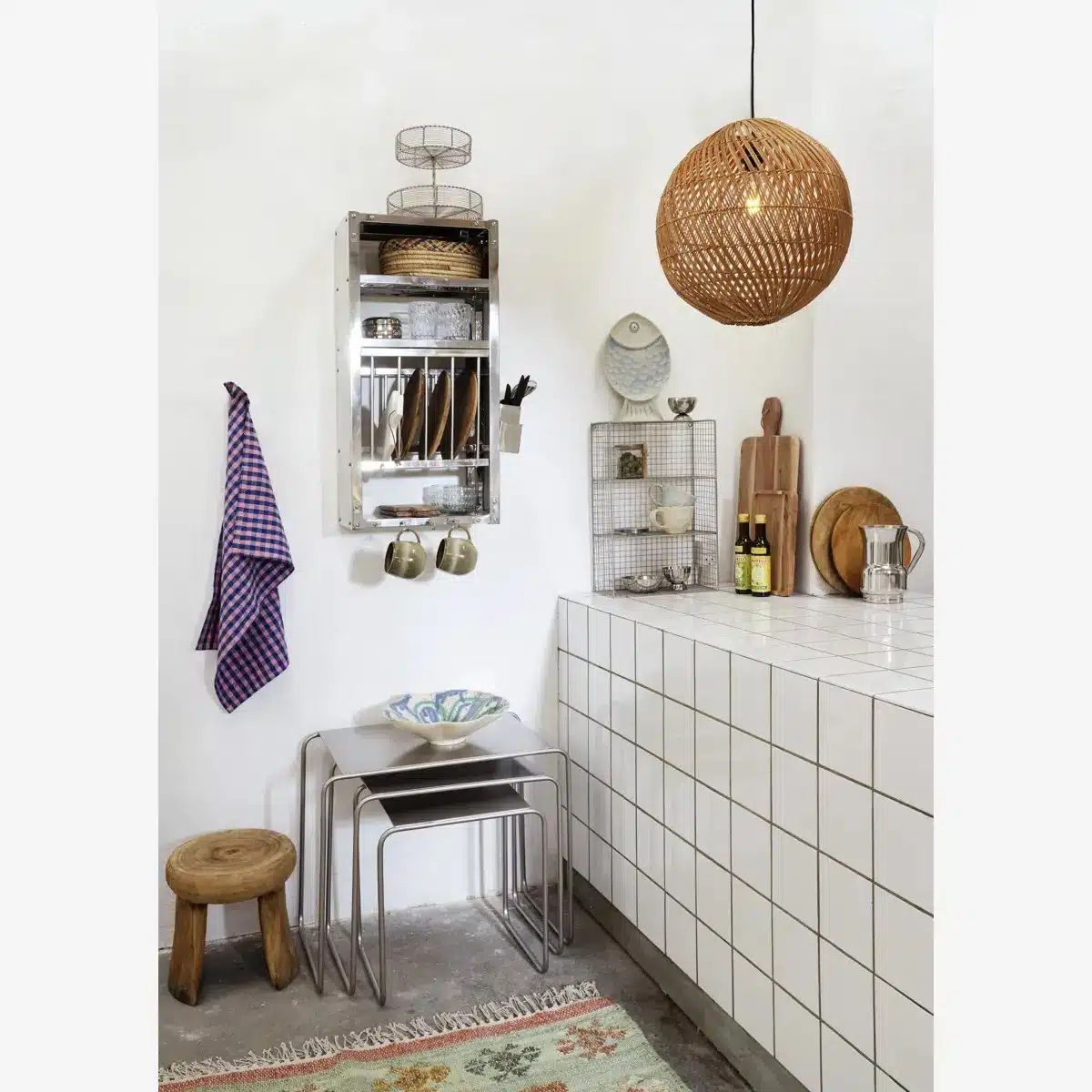 Madam Stoltz - Checked kitchen towel - Lilac