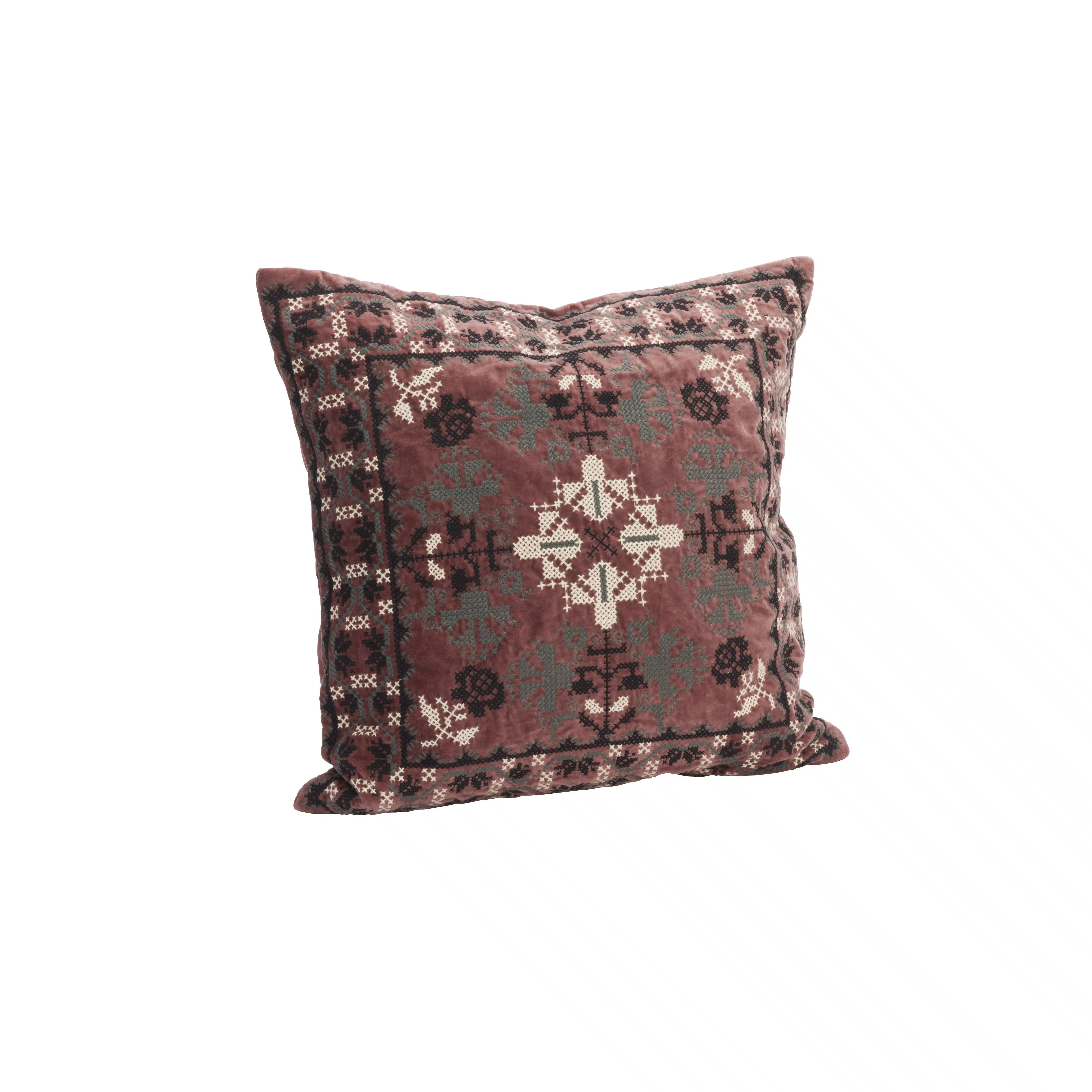 Madam Stoltz - Embroidered velvet cushion cover