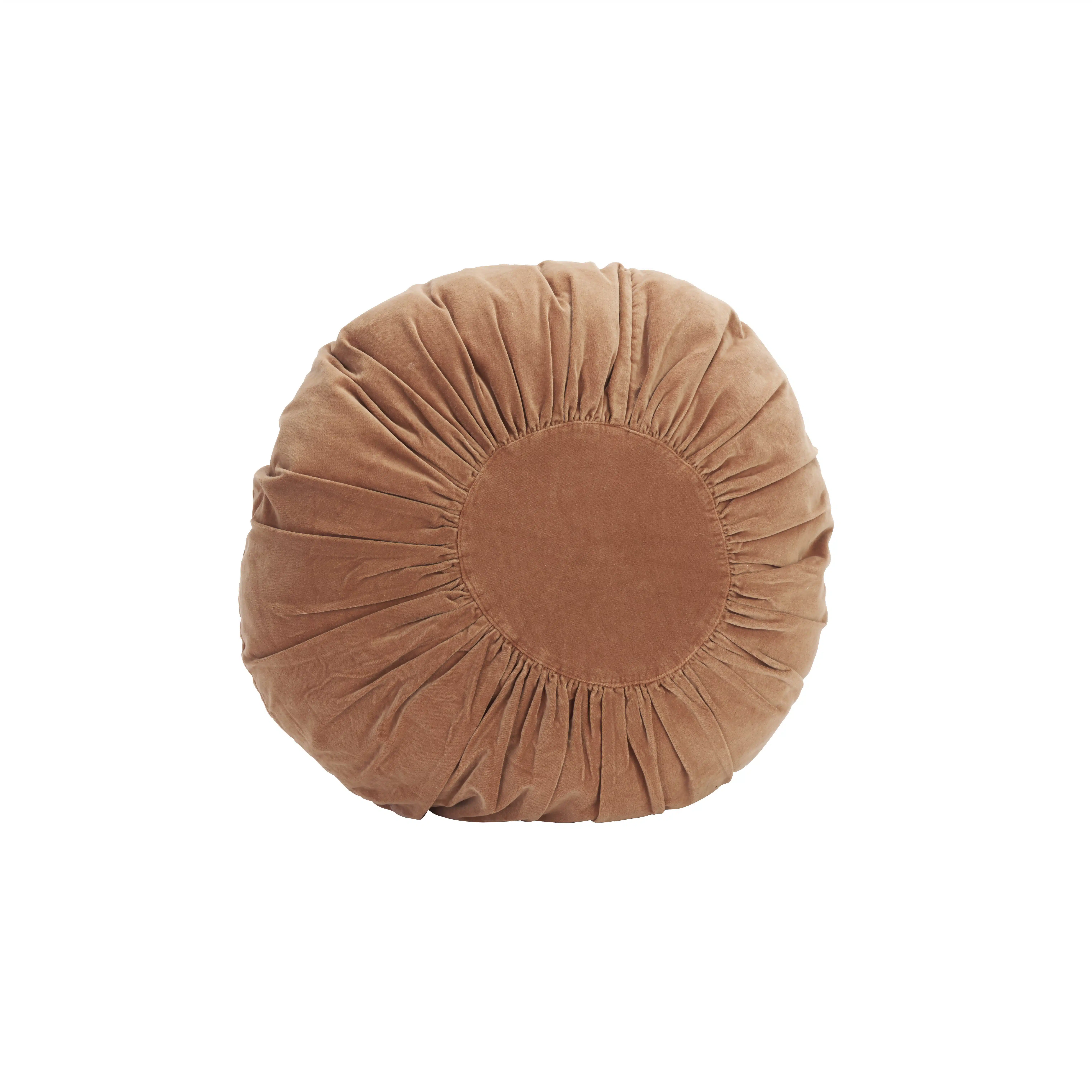 Madam Stoltz - Round velvet cushion - Dusty Peach