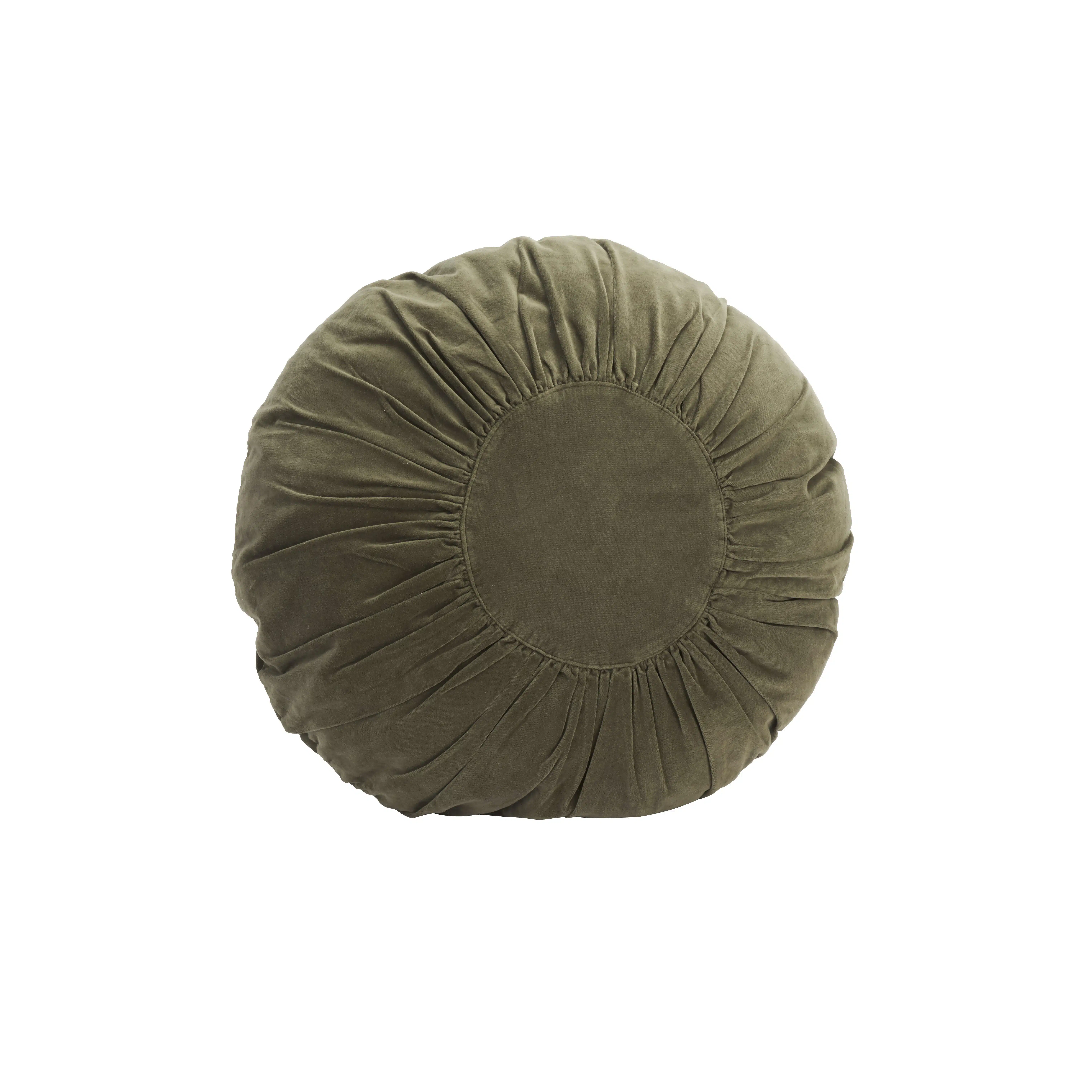 Madam Stoltz - Round velvet cushion - Green