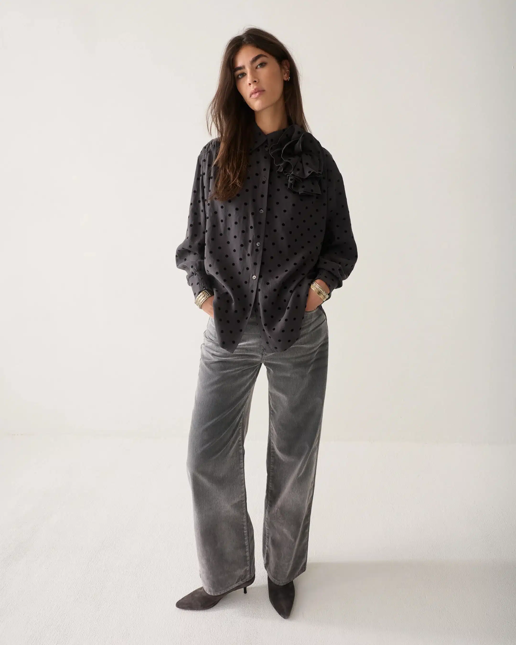 Summum Woman - Blouse Dot flock print - Black