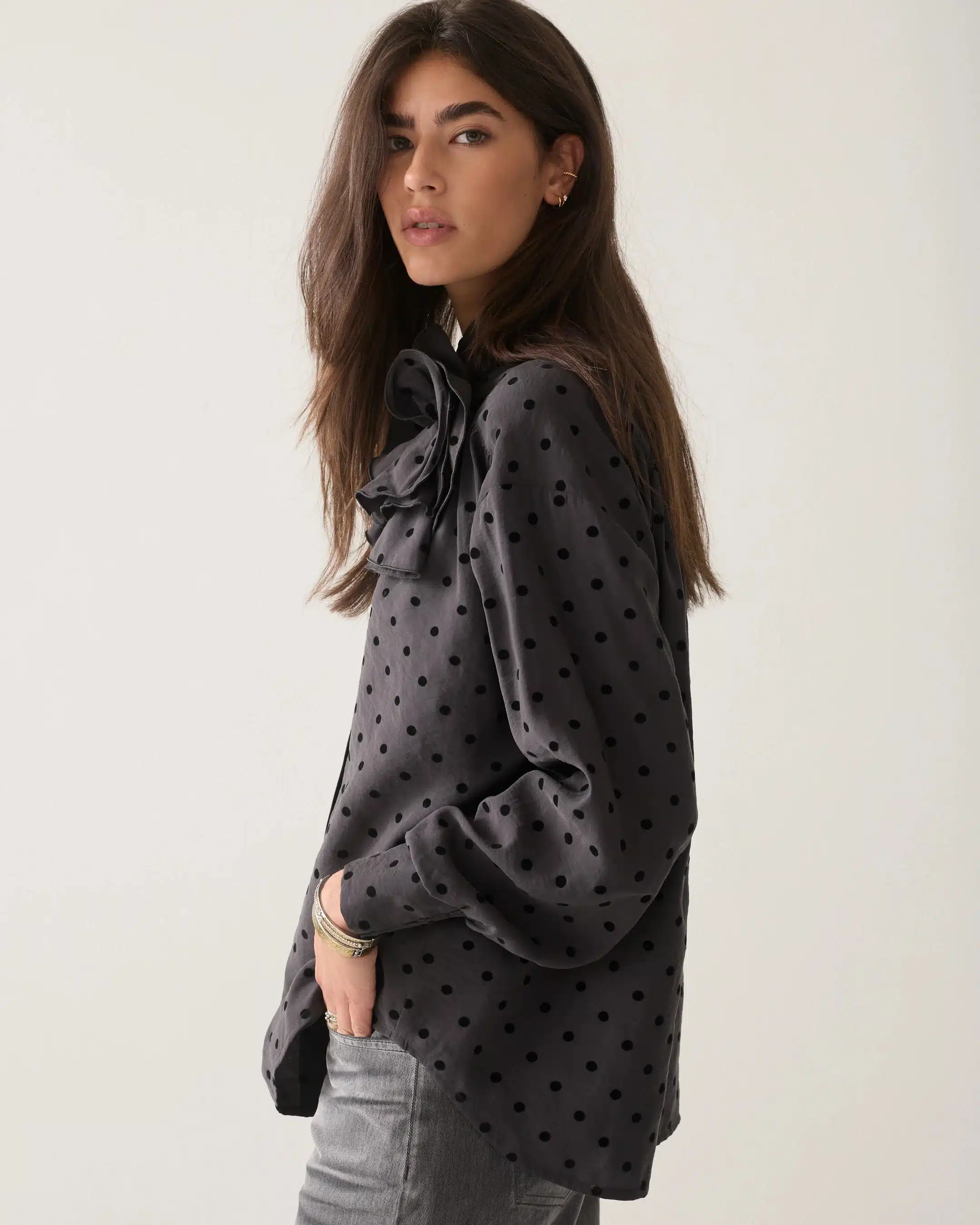 Summum Woman - Blouse Dot flock print - Black