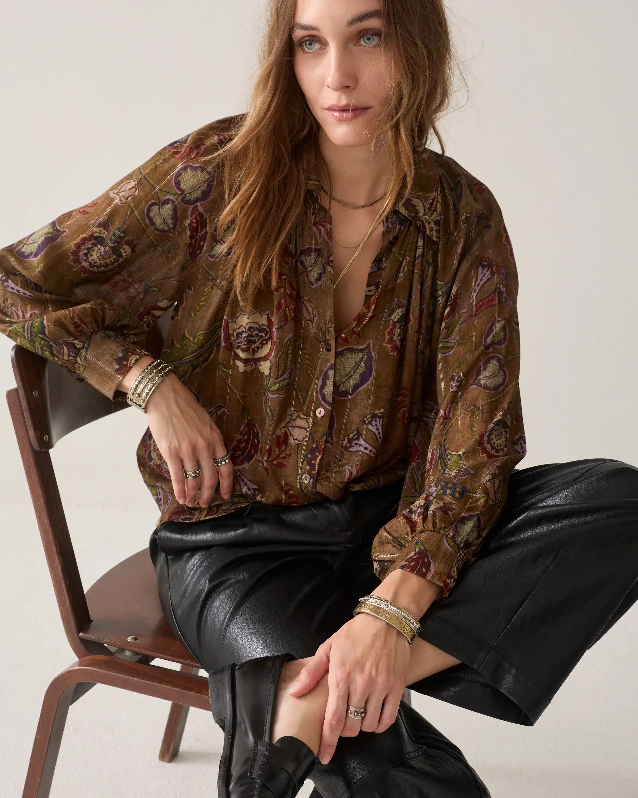 Summum Woman - Blouse Flower print - Sepia Brown