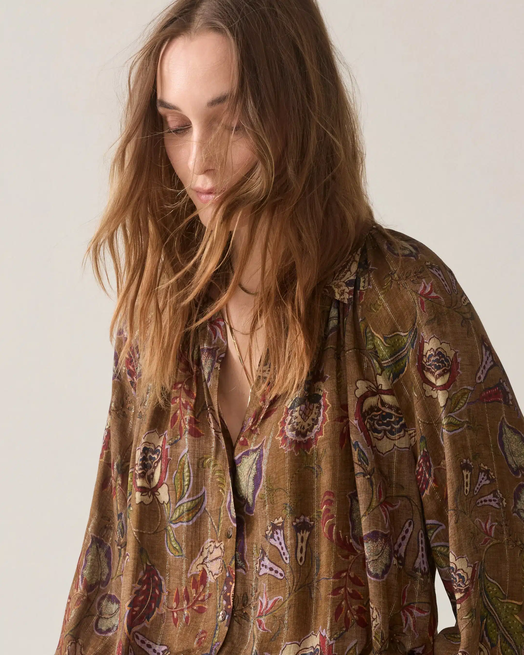 Summum Woman - Blouse Flower print - Sepia Brown