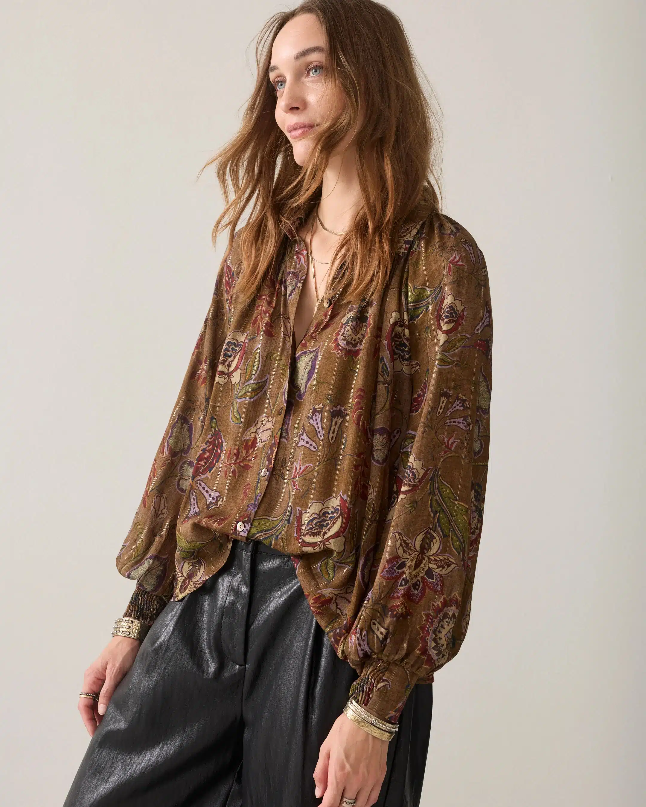 Summum Woman - Blouse Flower print - Sepia Brown
