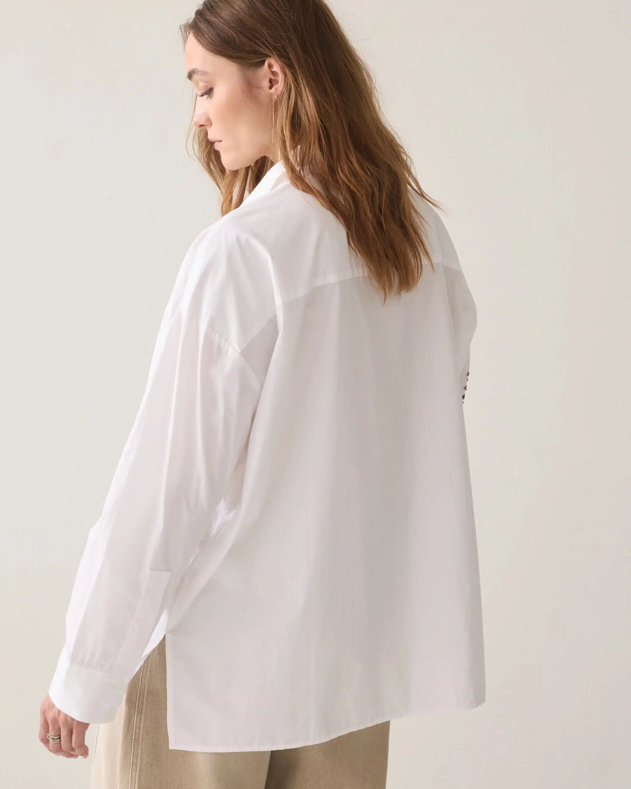 Summum Woman - Oversized blouse Poplin squins - White